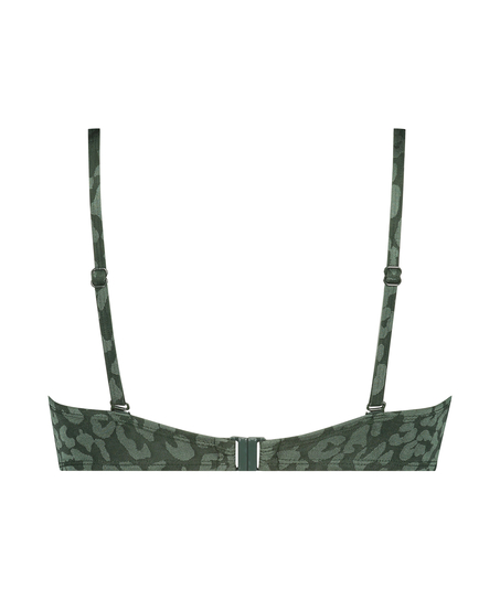 Usztywniany top bikini z fiszbinami push-up, w panterkę miseczki A – E, Zielony