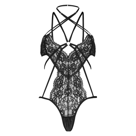 Stormy open crotch body, Czarny