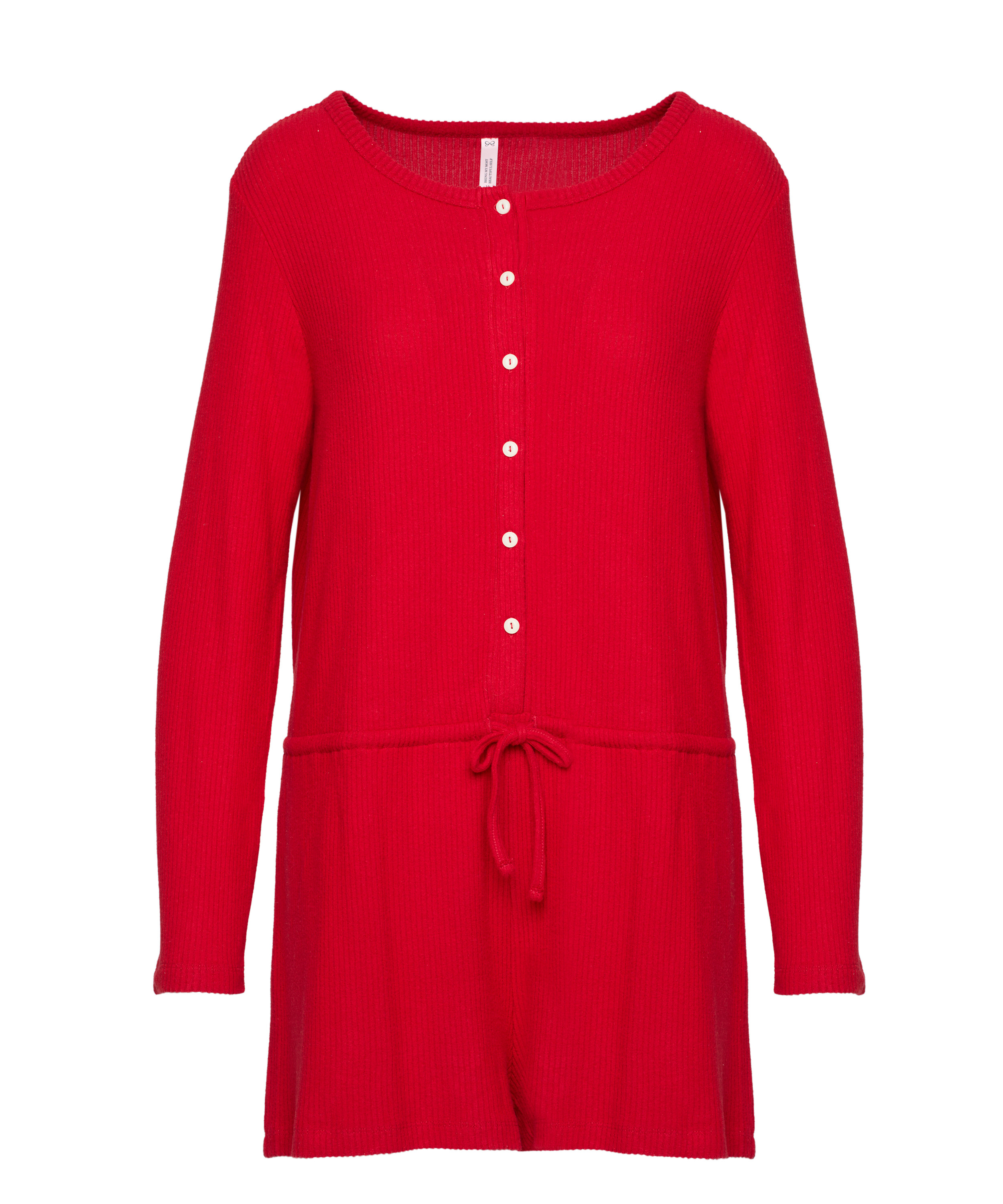 Kr&oacute;tkie onesie z dżerseju w prążki, Czerwony, main