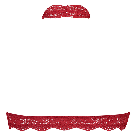 Koronkowa braletka typu halter, Czerwony