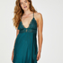Satin lace slip dress, Niebieski