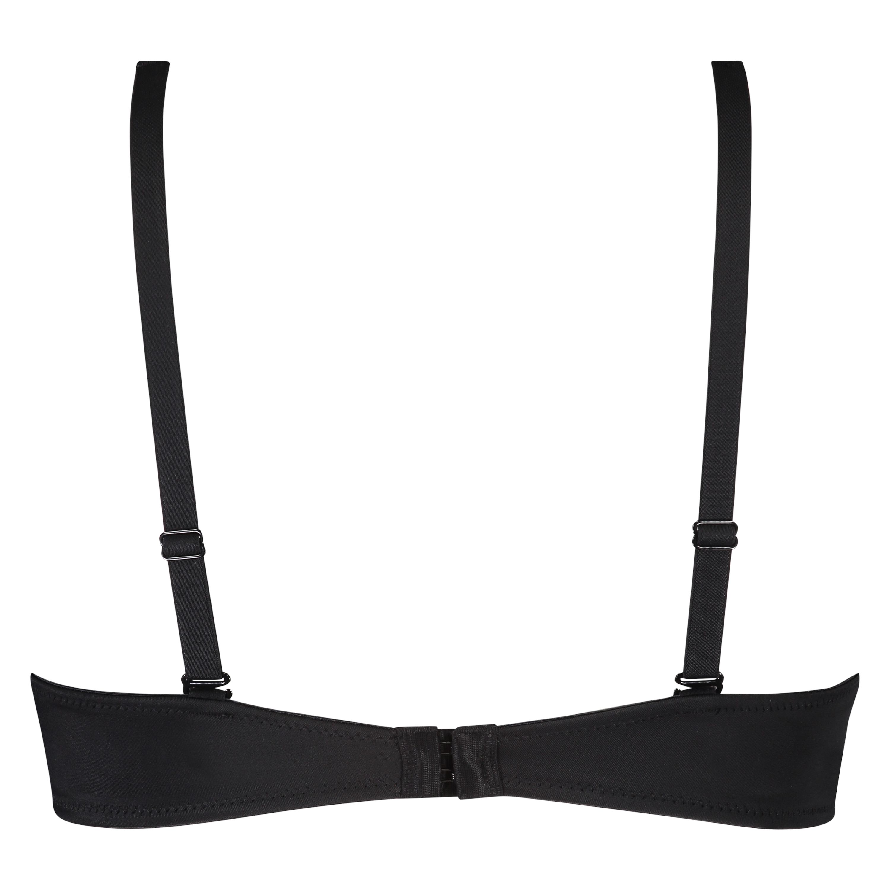 Satynowy nieusztywniony biustonosz z fiszbinami, Czarny, main