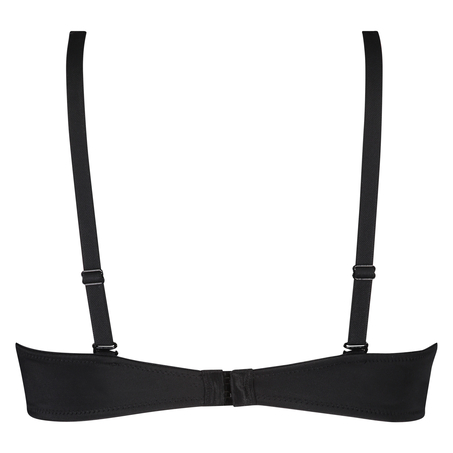 Satynowy nieusztywniony biustonosz z fiszbinami, Czarny