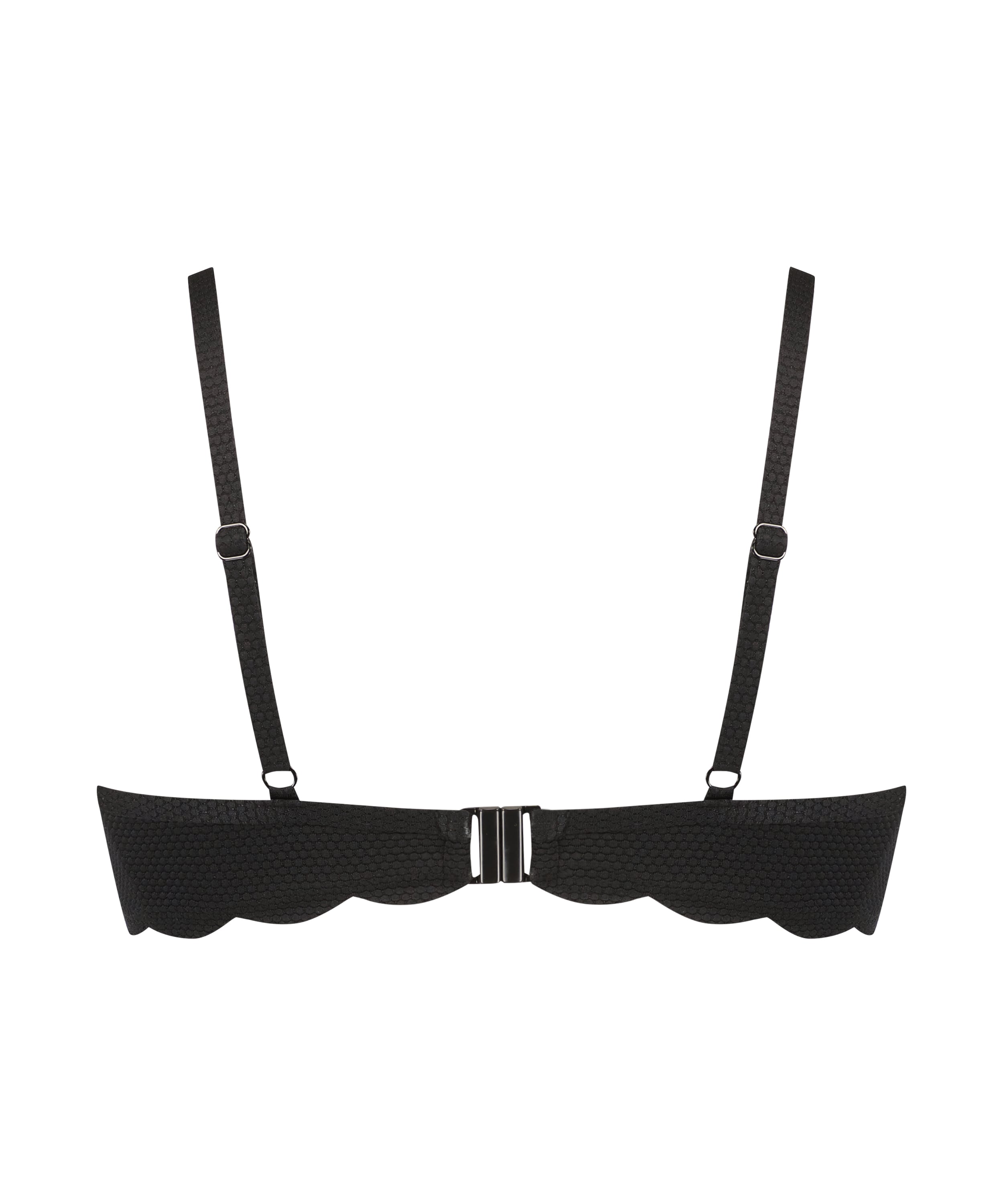 Usztywniany top bikini z fiszbinami Scallop, Czarny, main