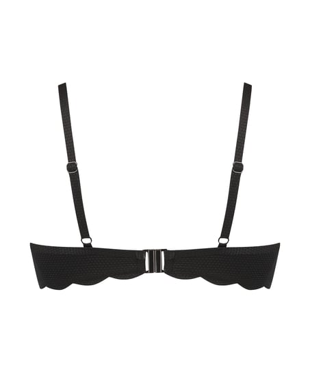 Usztywniany top bikini z fiszbinami Scallop, Czarny