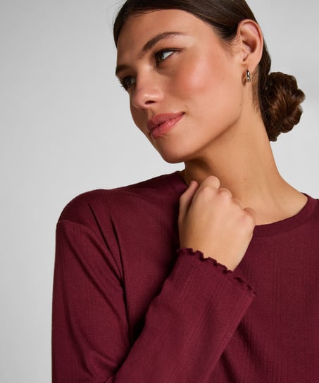 Piżama Top Loose Pointelle, Czerwony