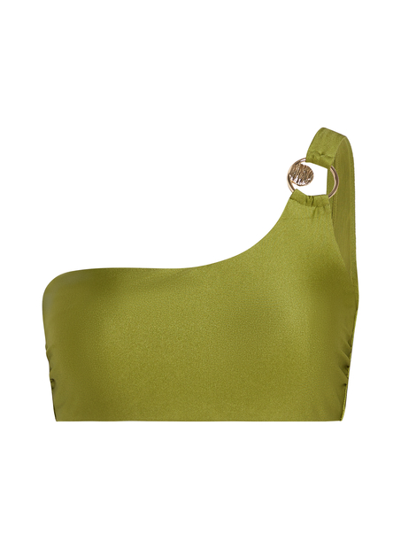 Asymetryczny top bikini na jedno ramię Holbox, Zielony