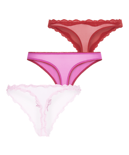 Zestaw prezentowy na Walentynki ze 3 pary string&oacute;w, Czerwony