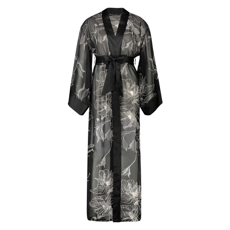 Lotus long chiffon kimono, Czarny