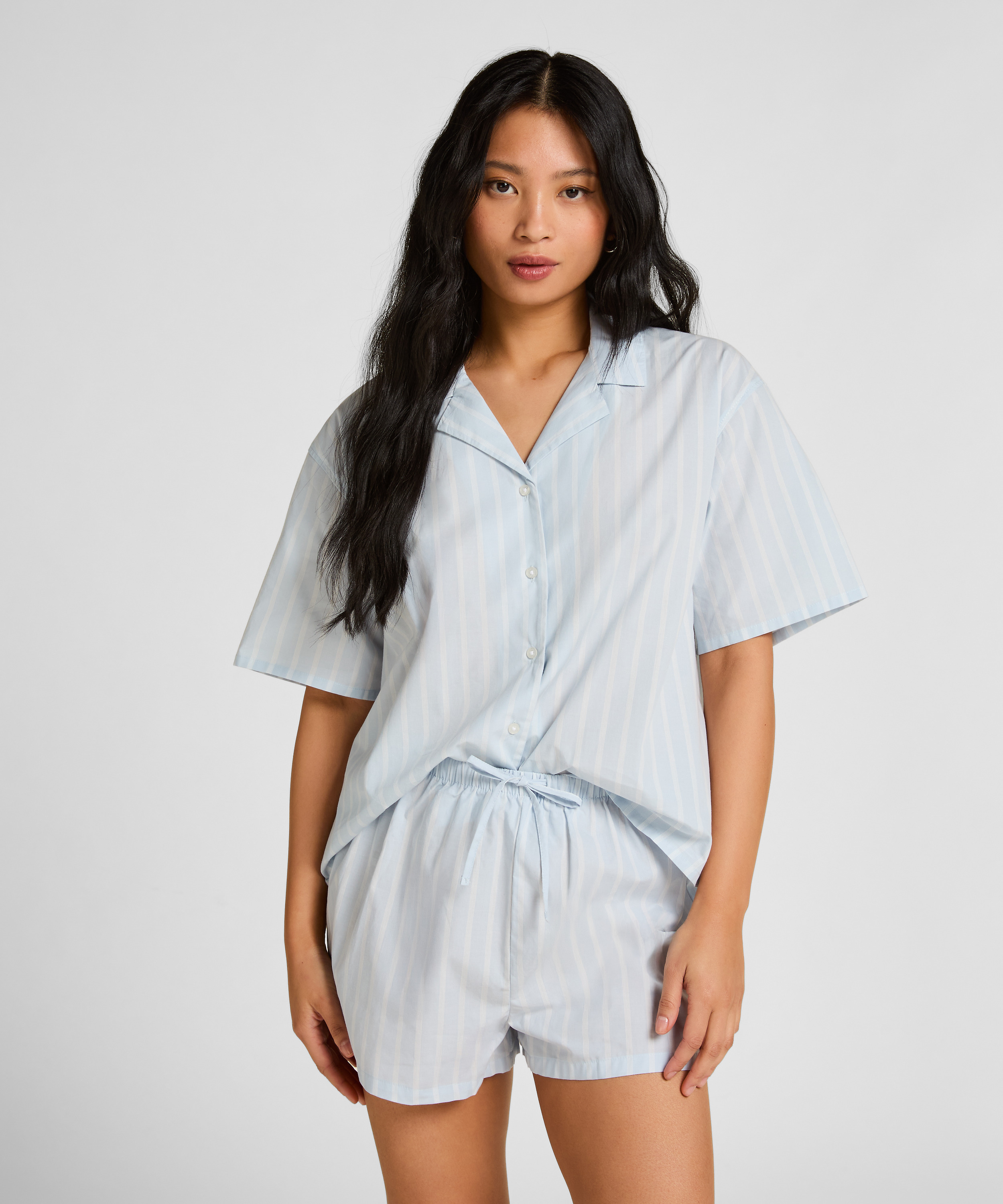 Bawełniana Kurtka w Paski, Niebieski, main