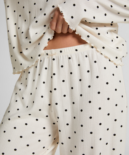 Piżama Spodnie Loose Pointelle, Biały