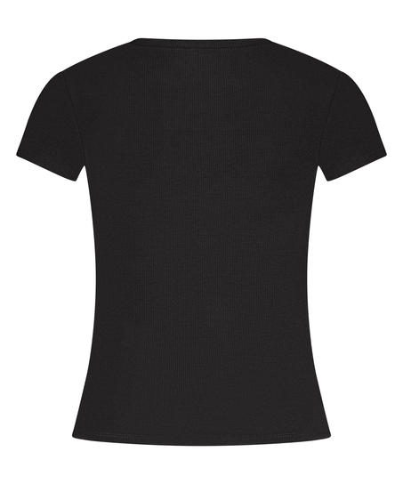 Top od piżamy Rib Essential, Czarny