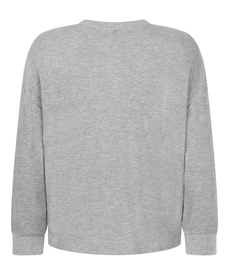 Top z tkaniny wafel Henley, Szary