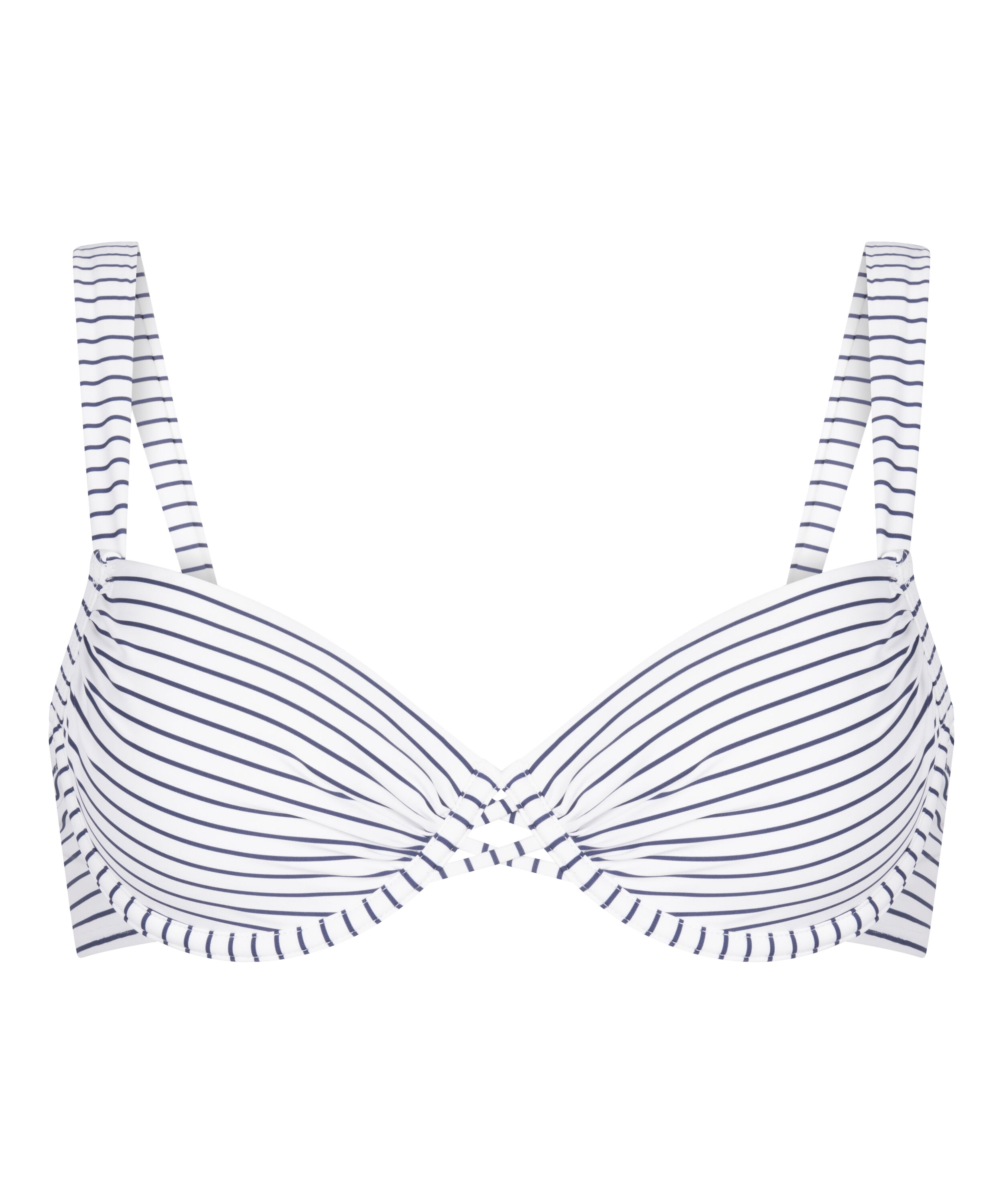 Biustonosz Bikini z Fiszbinami i Wkładkami Stripes, Biały