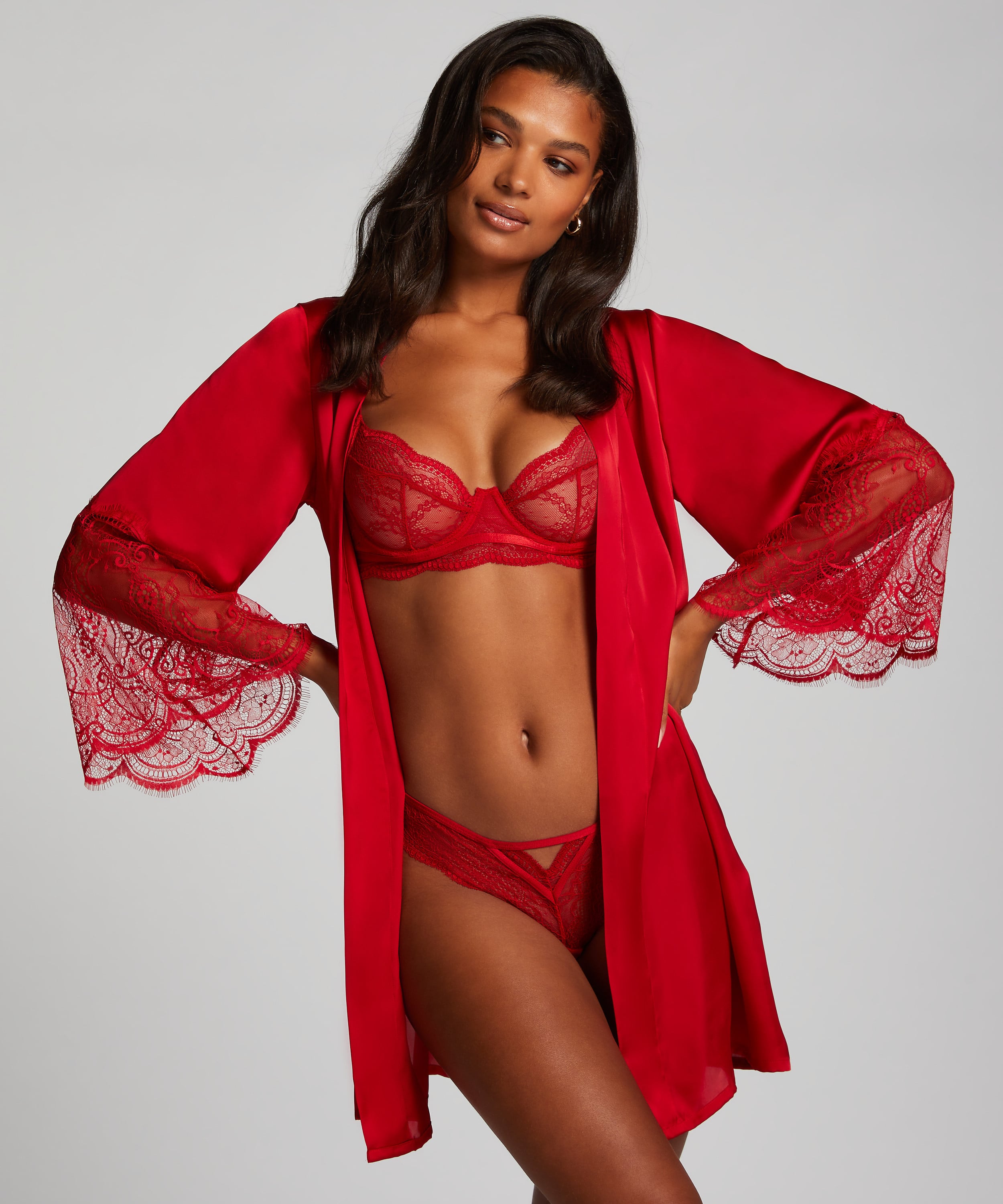 Kimono Satin Lace, Czerwony, main