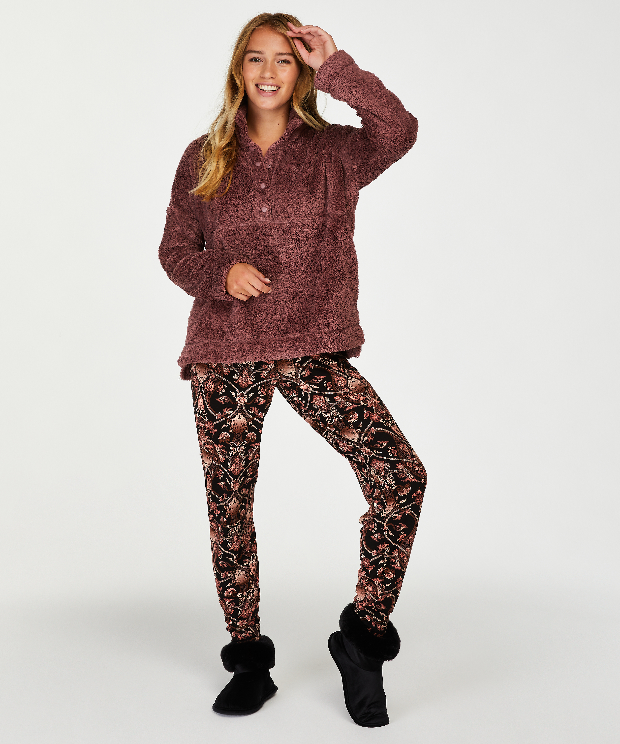 Dżersejowe spodnie od piżamy, Czarny, main