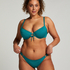 Majtki Bikini Wysoko Krojona Relief, Zielony
