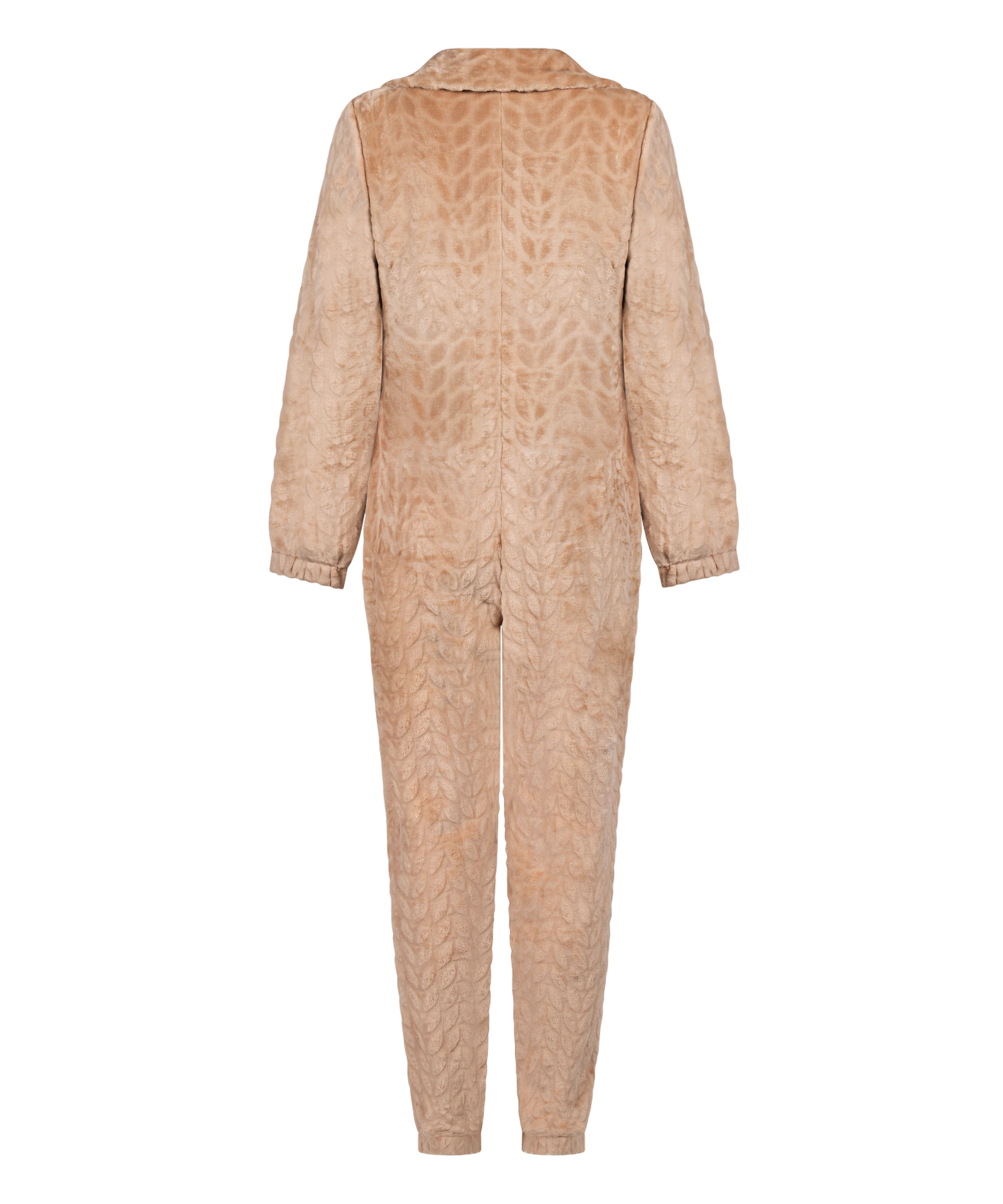 Onesie ze wzorem warkoczy z zamkiem błyskawicznym, Beżowy, main
