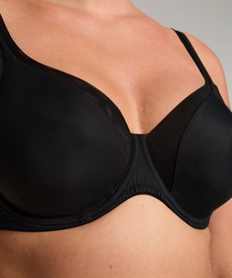 Biustonosz nieusztywniany z fiszbinami Mesh, Czarny