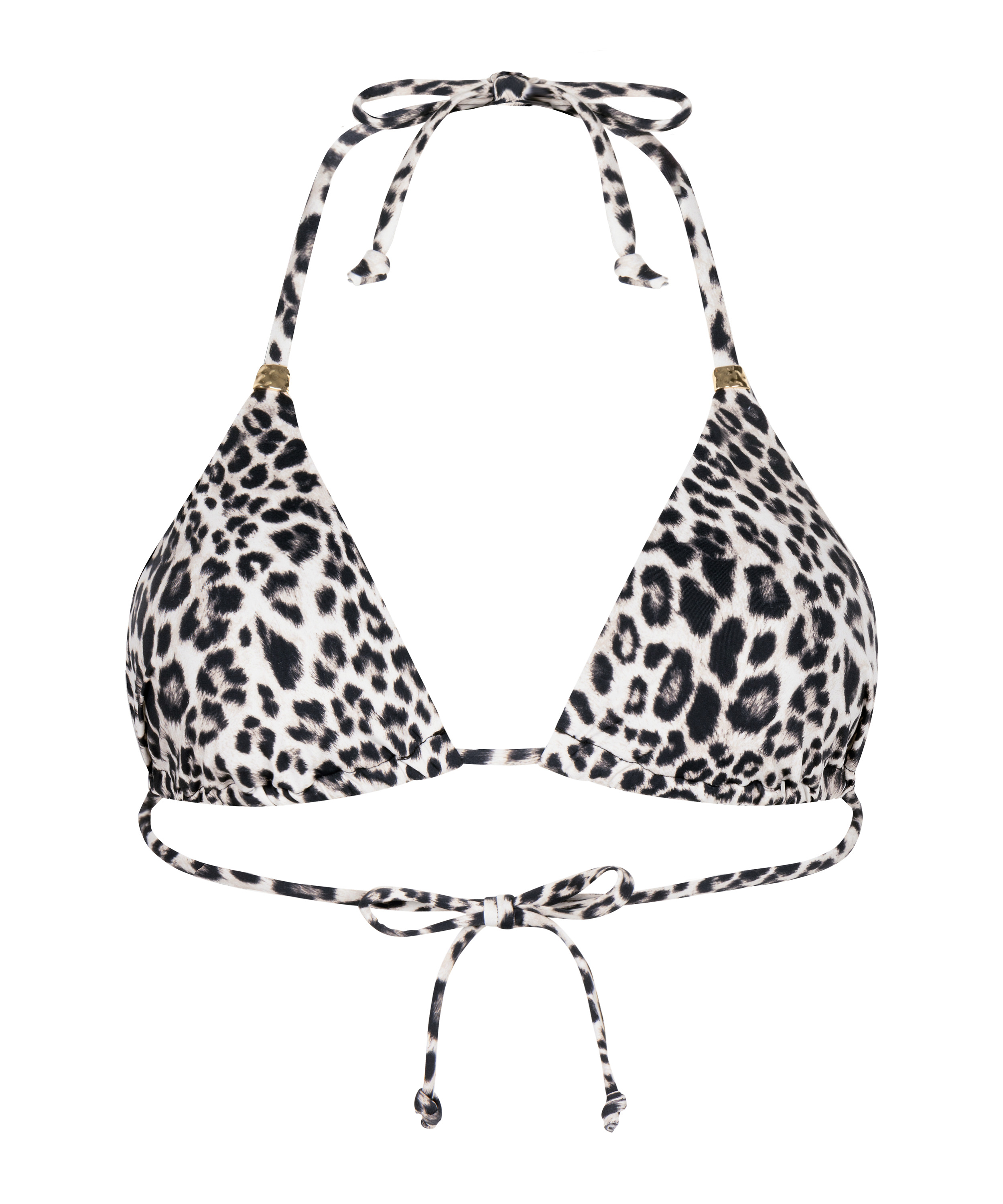 Tr&oacute;jkątny Top Bikini Leopard, Czarny, main