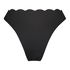 Figi bikini z wysokim wycięciem Scallop, Czarny