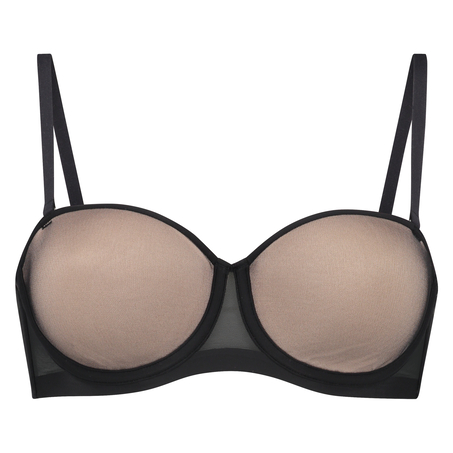Kylie Padded Strapless Underwired Bra, Czarny