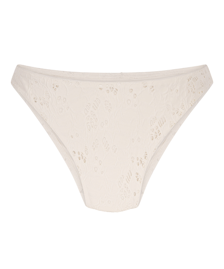 Szydełkowy dół od bikini z wysokim stanem, Biały