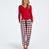 Twill Check Pyjama Pants, Czerwony