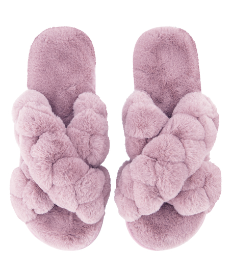 Fake Fur Sliders, Fioletowy