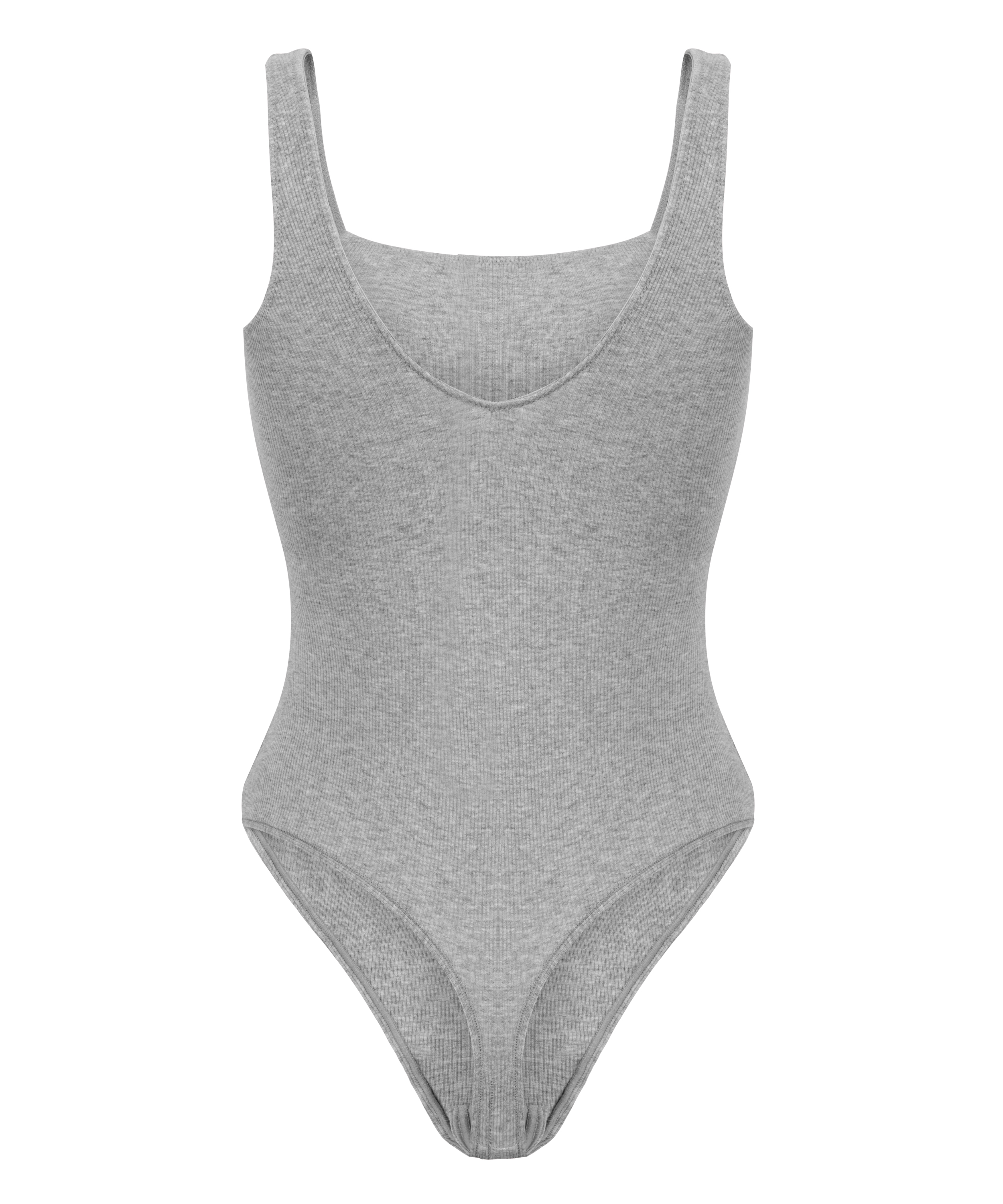 Prążkowane bawełniane body, Szary, main