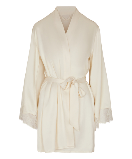Satynowe kimono Valerie, Biały