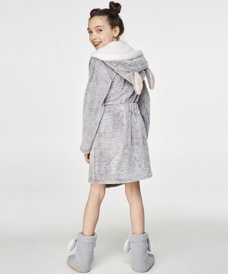 Teens Fleece Bathrobe, Szary