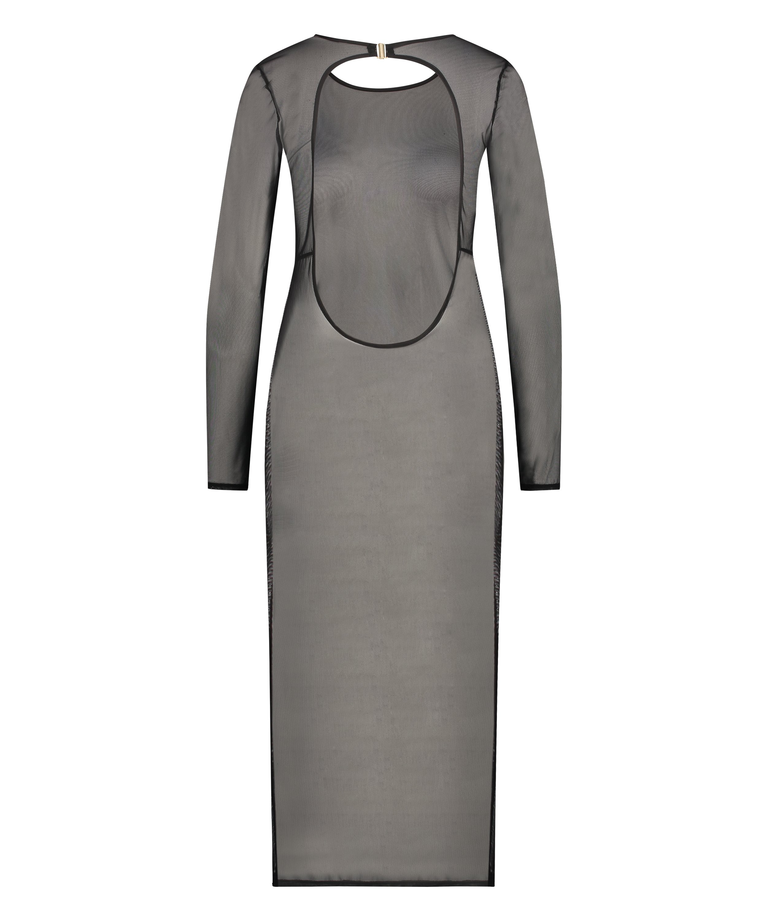 Długa przezroczysta sukienka, Czarny, main