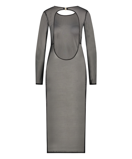 Długa przezroczysta sukienka, Czarny