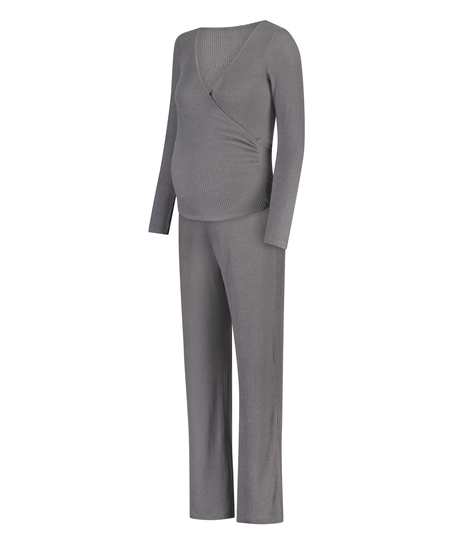 Piżama ciążowa Brushed Rib, Szary