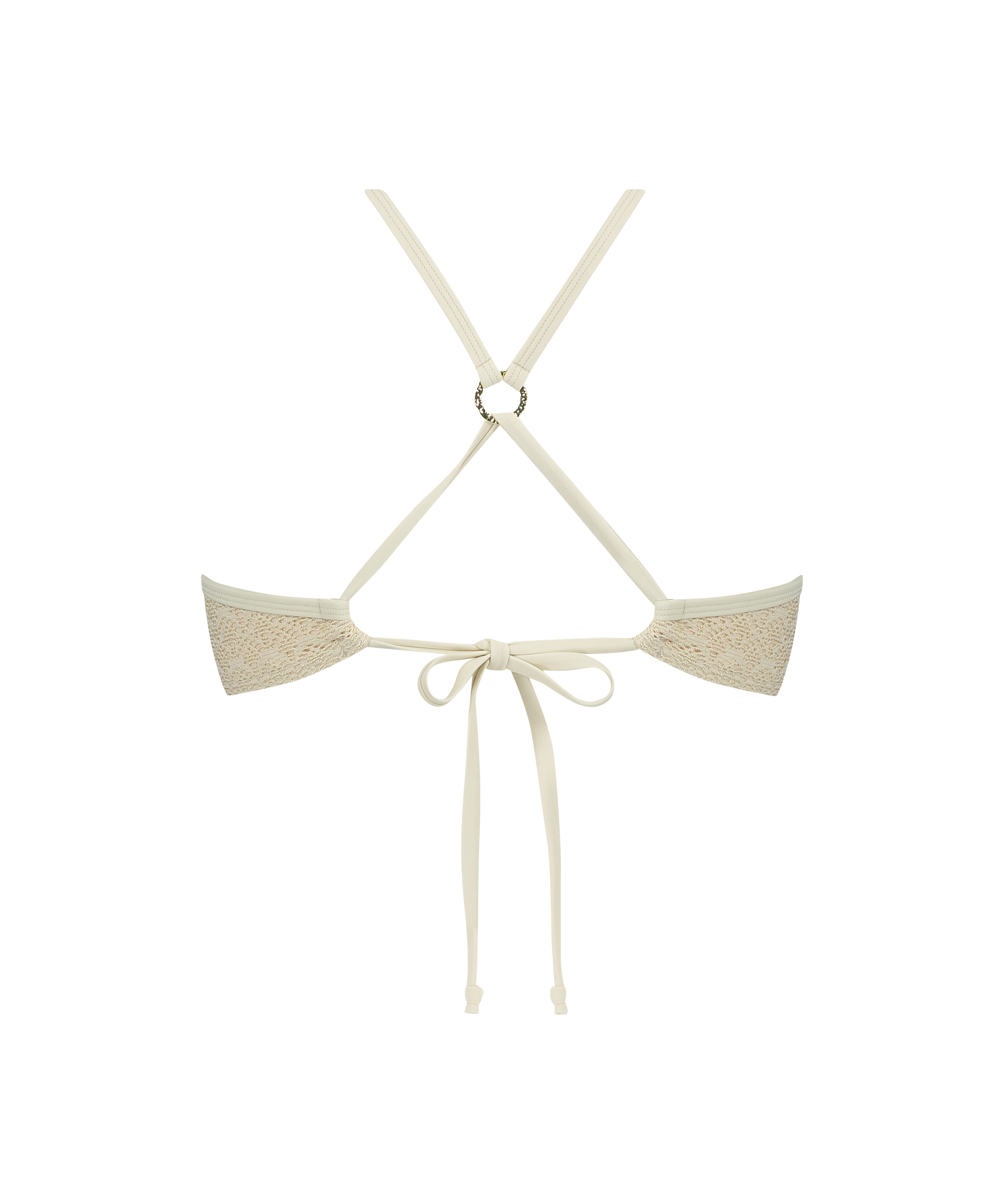 Crochet Bikini push-up Lurex Top, Biały, main