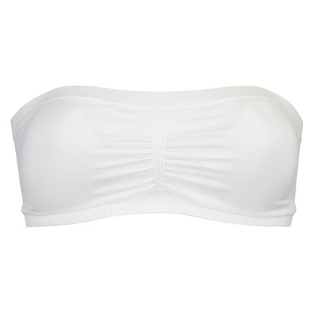 Bezszwowy top bandeau, Biały