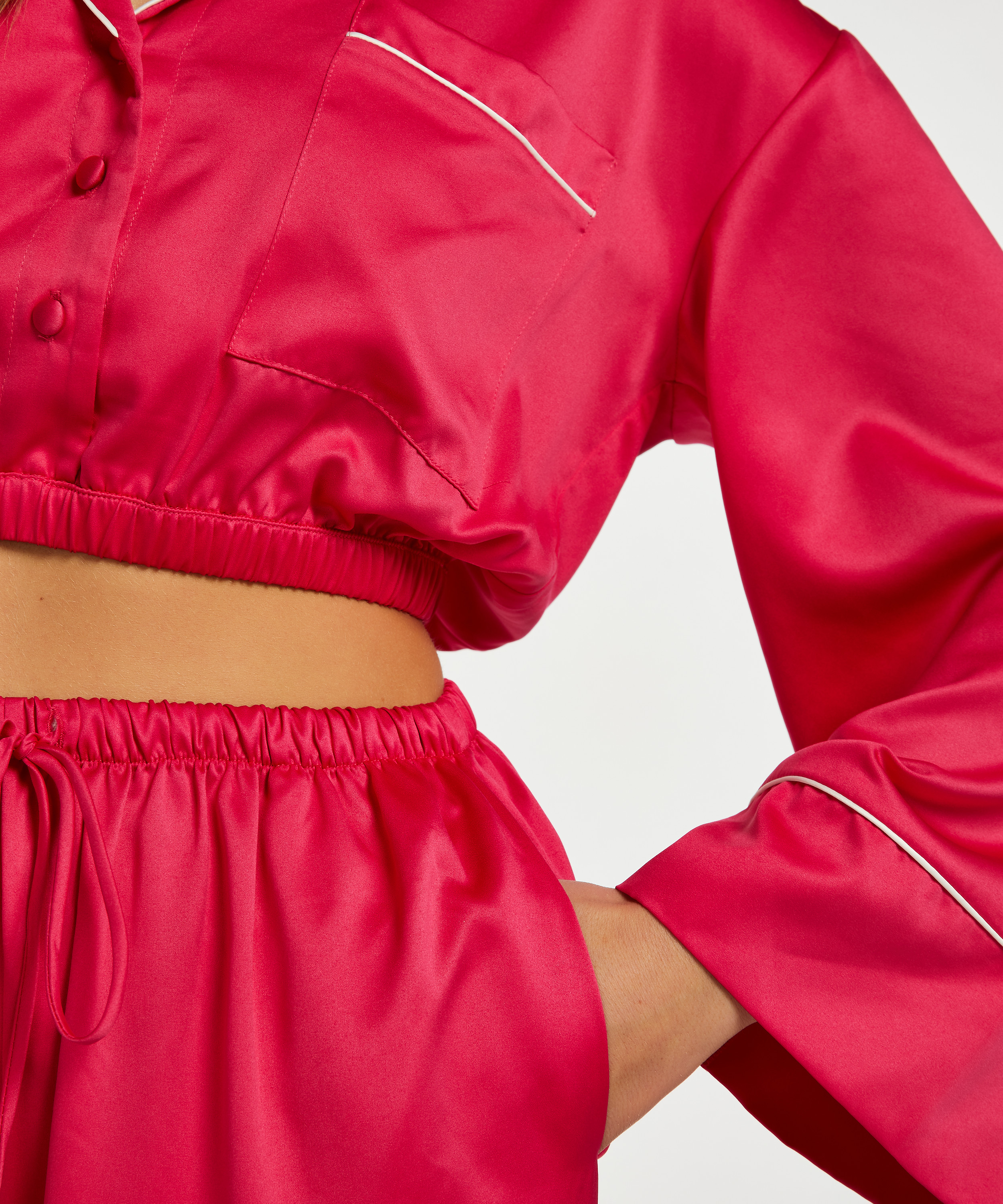 Spodnie satynowe Palazzo, Różowy, main