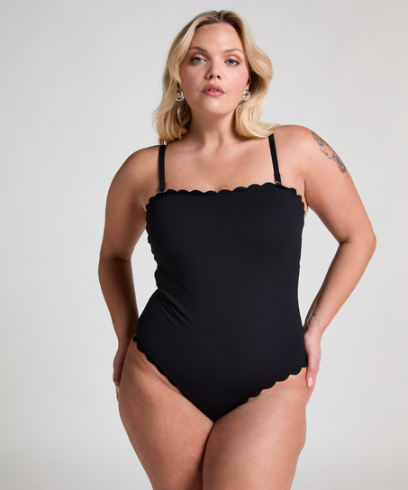 Kostium kąpielowy Bandeau Scallop, Czarny