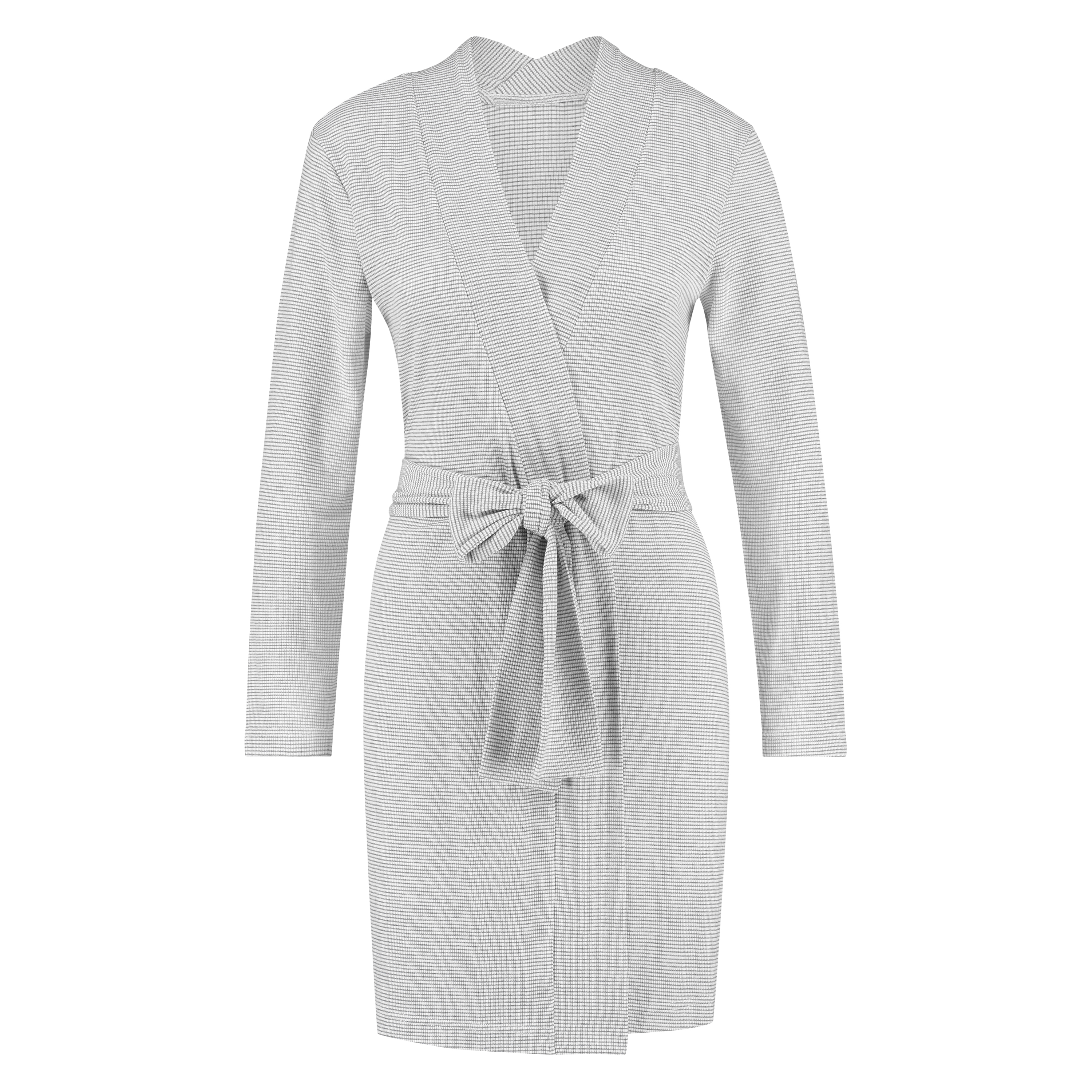 Rib stripe Bathrobe, Szary, main