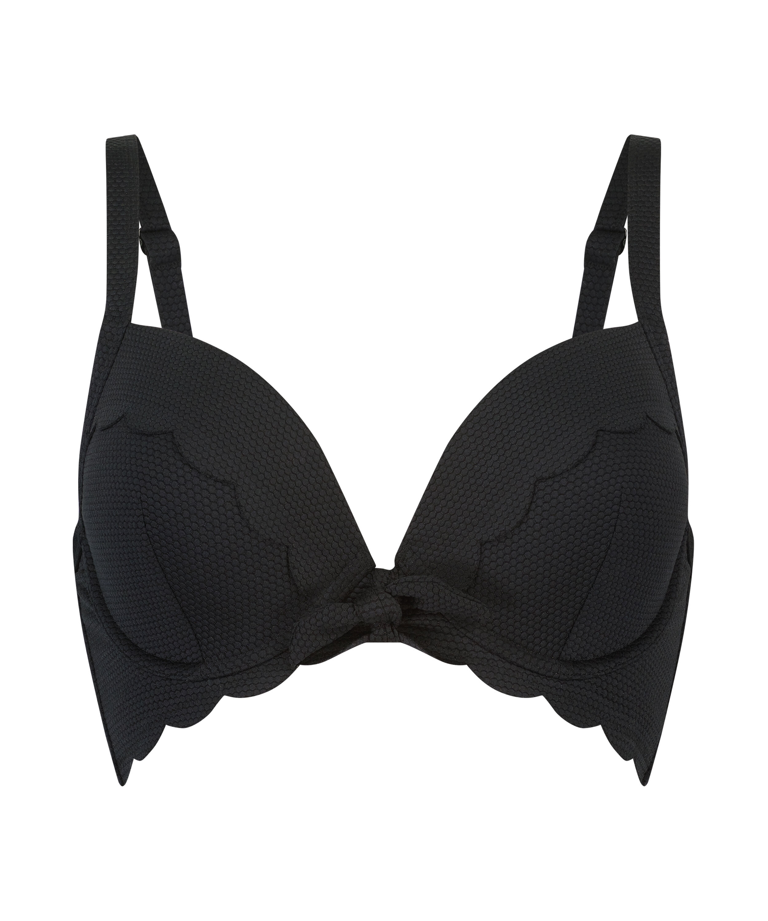 Scallop biustonosz bikini z wkładkami i fiszbinami, Czarny