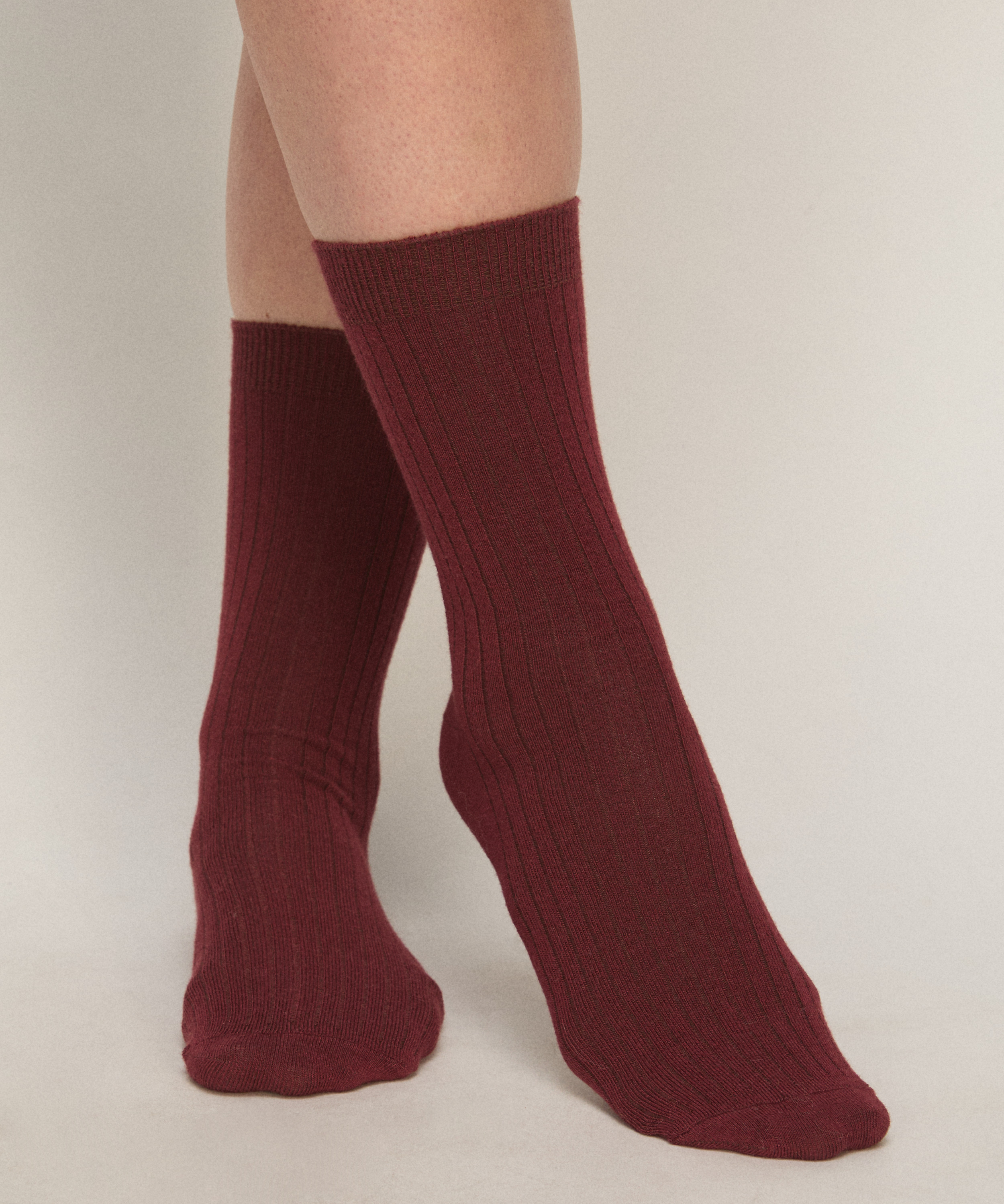 Cashmere Blend Ribbed Socks, Czerwony, main
