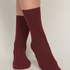 Cashmere Blend Ribbed Socks, Czerwony