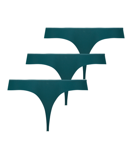 Stringi niewidoczne pod ubraniem 3 pary, Zielony