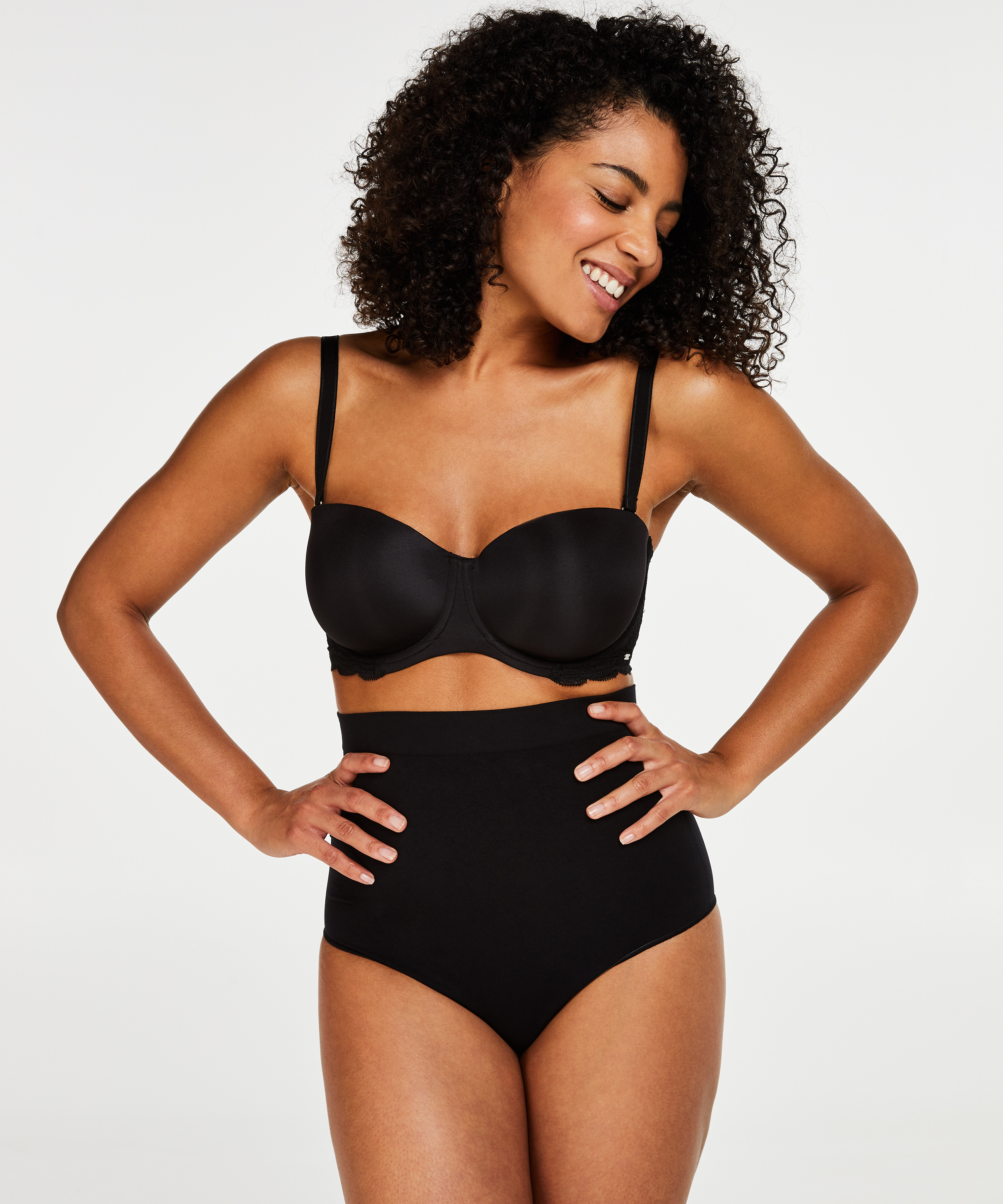 Firming high waisted thong - Level 2, Czarny, main