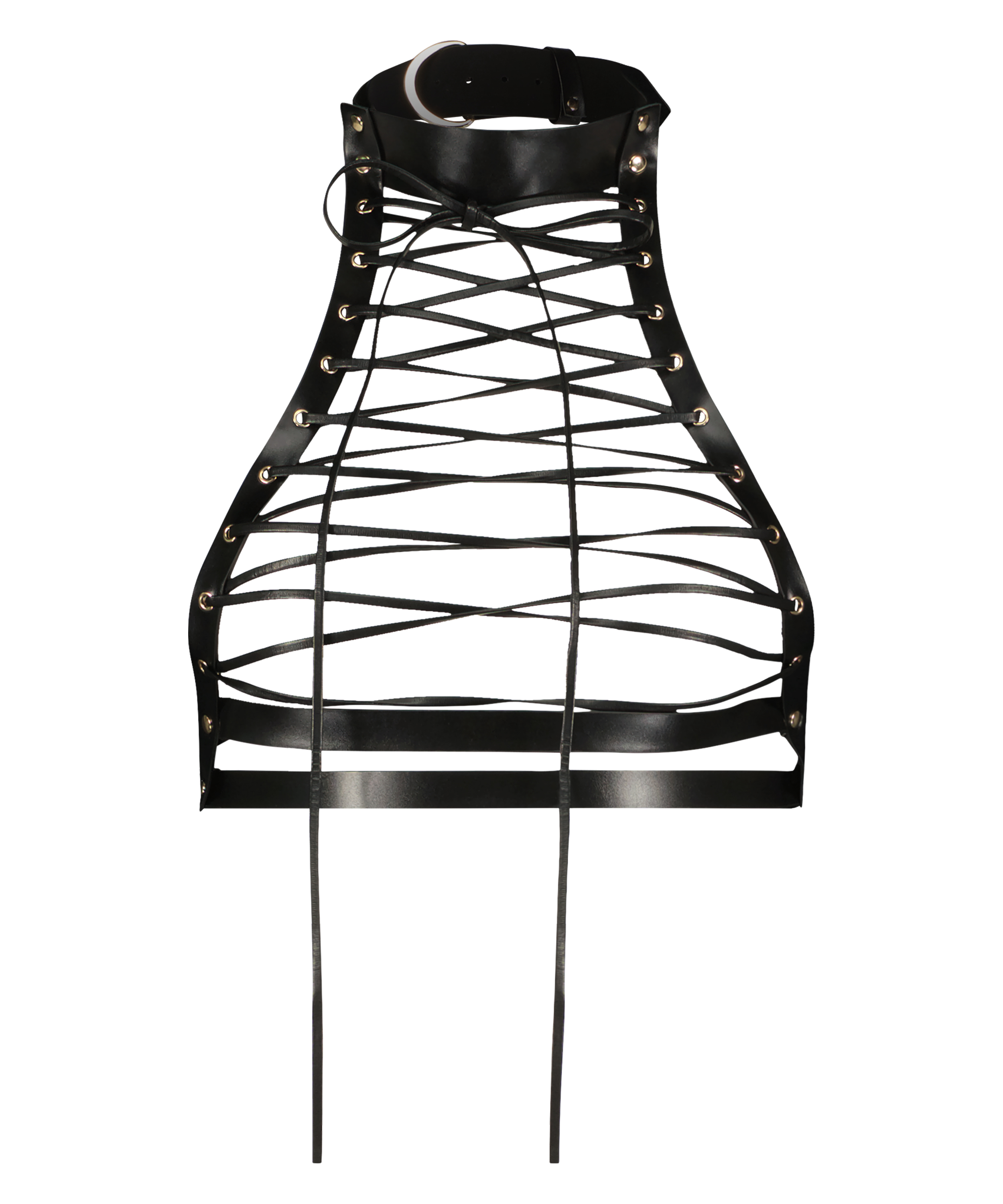 Biustonosz bralette ze sztucznej skóry, Czarny, main