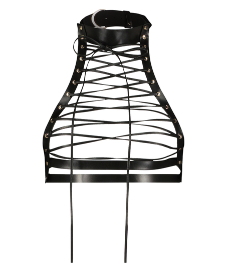 Biustonosz bralette ze sztucznej skóry, Czarny