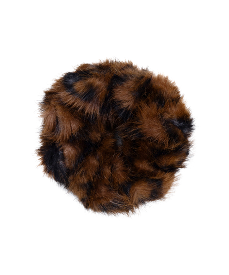 Zestaw kosmetyczka i gumka scrunchie w panterkę, Czarny