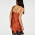 Lace Satin Slip Dress, Czerwony