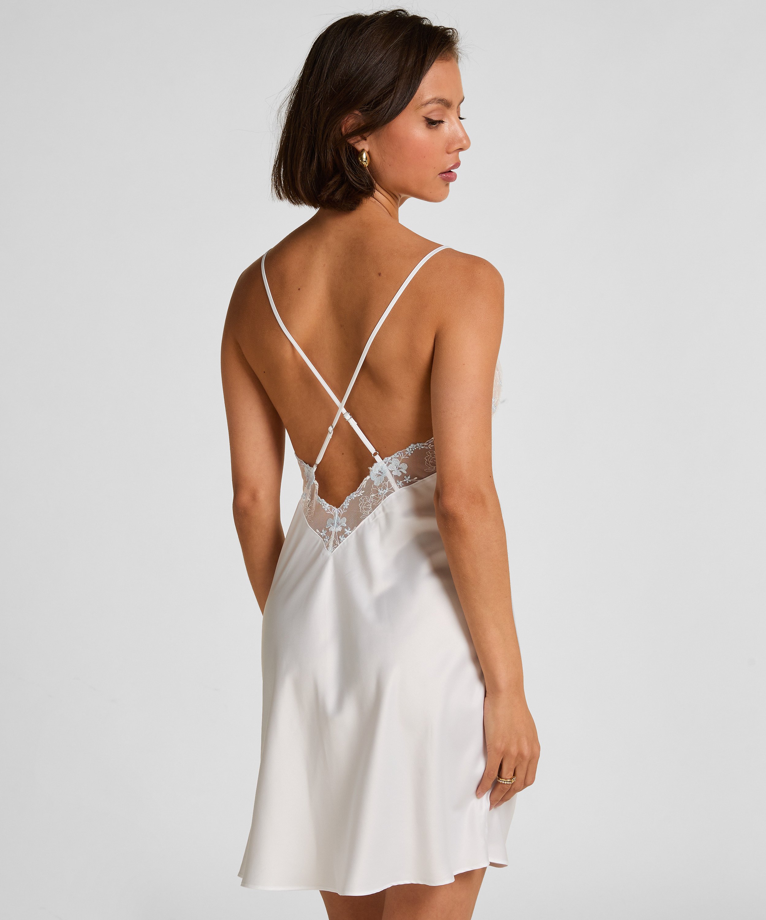 Satynowa halka Peonie, Biały, main